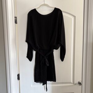 Womens Black Tie-Waist Dress